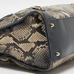 Pre Owned Balenciaga Navy Blue Leather and Python Medium Metallic Edge Classic City Bag