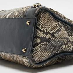 Pre Owned Balenciaga Navy Blue Leather and Python Medium Metallic Edge Classic City Bag