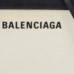 Balenciaga Black/Off-White Canvas and Leather Navy Pochette Crossbody Bag