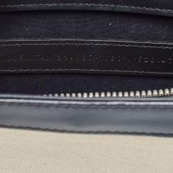 Pre Owned Balenciaga Black/Off-White Canvas and Leather Navy Pochette Crossbody Bag