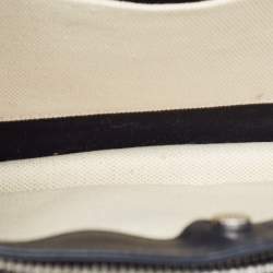 Pre Owned Balenciaga Black/Off-White Canvas and Leather Navy Pochette Crossbody Bag