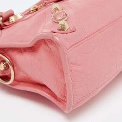 Pre Owned Balenciaga Coral Pink Leather Mini Classic City Bag