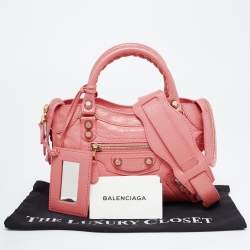 Pre Owned Balenciaga Coral Pink Leather Mini Classic City Bag