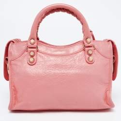 Pre Owned Balenciaga Coral Pink Leather Mini Classic City Bag