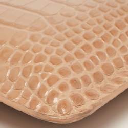 مملوكة مسبقًا Balenciaga Beige Croc Embossed Leather Wristlet Pouch