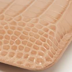 مملوكة مسبقًا Balenciaga Beige Croc Embossed Leather Wristlet Pouch