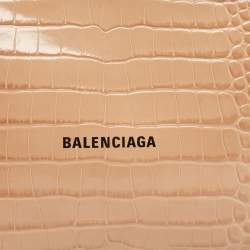 مملوكة مسبقًا Balenciaga Beige Croc Embossed Leather Wristlet Pouch
