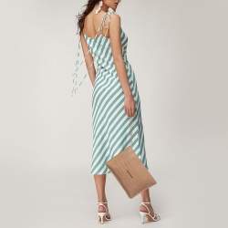 مملوكة مسبقًا Balenciaga Beige Croc Embossed Leather Wristlet Pouch