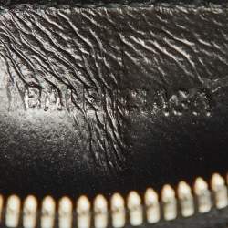 Pre Owned Balenciaga Black/Blue Leather Zip Card Holder with Strap