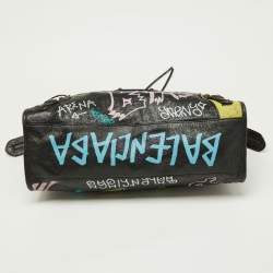 Pre Owned Balenciaga Black Graffiti Leather City Tote