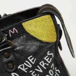 Pre Owned Balenciaga Black Graffiti Leather City Tote