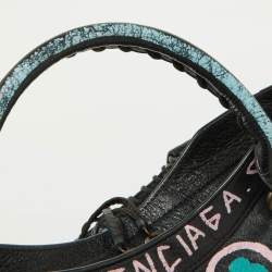 Pre Owned Balenciaga Black Graffiti Leather City Tote
