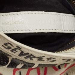 Pre Owned Balenciaga White Graffiti Leather Mini RH Classic City Bag