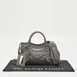 Pre Owned  Balenciaga Grey Leather Mini Classic Metallic Edge City Bag