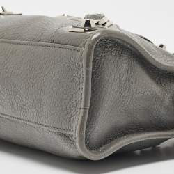 Pre Owned  Balenciaga Grey Leather Mini Classic Metallic Edge City Bag