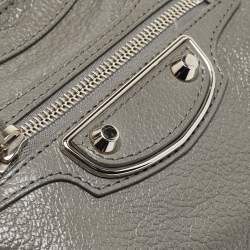 Pre Owned  Balenciaga Grey Leather Mini Classic Metallic Edge City Bag