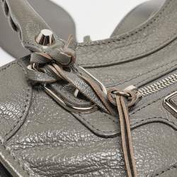 Pre Owned  Balenciaga Grey Leather Mini Classic Metallic Edge City Bag