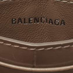 Pre Owned Balenciaga Beige Croc Embossed Leather Card Holder