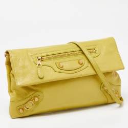 Pre Owned Balenciaga Curry Leather RH Envelope Strap Clutch