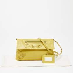 Pre Owned Balenciaga Curry Leather RH Envelope Strap Clutch