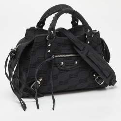 Balenciaga Black BB Monogram Canvas XS Neo Cagole Bag