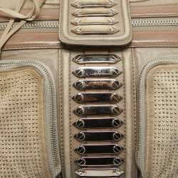 Balenciaga Beige Leather Studded Sac Clous Motorcycle Bag