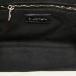 Pre Owned Balenciaga White Croc Embossed Leather Cloud Clutch Bag