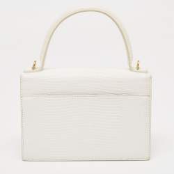 مملوكة مسبقًا Balenciaga White Lizard Embossed Leather XS Sharp Top Handle Bag