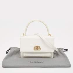 مملوكة مسبقًا Balenciaga White Lizard Embossed Leather XS Sharp Top Handle Bag