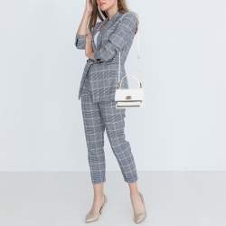 مملوكة مسبقًا Balenciaga White Lizard Embossed Leather XS Sharp Top Handle Bag