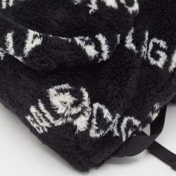 Balenciaga Black/White Faux Fur Small Everyday Backpack