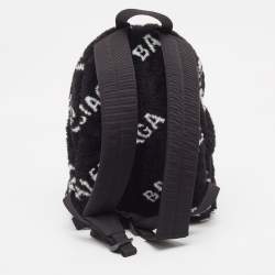 Balenciaga Black/White Faux Fur Small Everyday Backpack