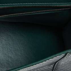 Pre Owned Balenciaga Green Snakeskin Embossed Leather Small Hourglass Top Handle Bag