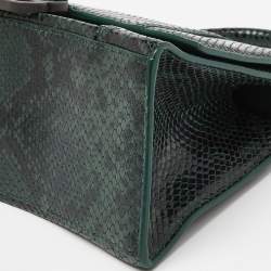 Pre Owned Balenciaga Green Snakeskin Embossed Leather Small Hourglass Top Handle Bag