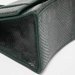 Pre Owned Balenciaga Green Snakeskin Embossed Leather Small Hourglass Top Handle Bag