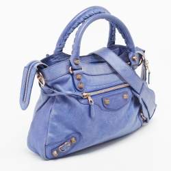 Balenciaga Blue Leather Rose Gold Hardware Classic Town Bag