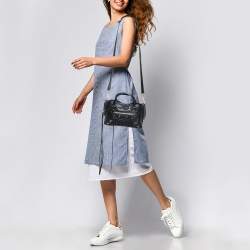 Pre Owned Balenciaga Black Leather Mini City Bag