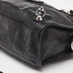 Pre Owned Balenciaga Black Leather Mini City Bag