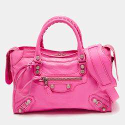 Balenciaga Neon Pink Leather Small Classic City Tote