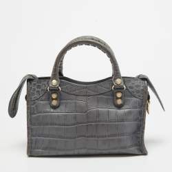 Pre Owned حقيبة يد توتس بالنسياغا ميني RH جلد أنثراسايت