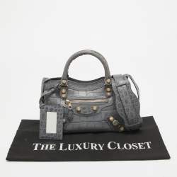 Pre Owned حقيبة يد توتس بالنسياغا ميني RH جلد أنثراسايت