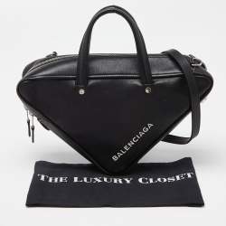 Balenciaga Black Leather Small Triangle Duffle Bag