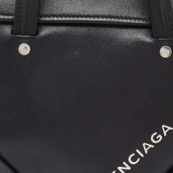Balenciaga Black Leather Small Triangle Duffle Bag