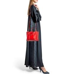 Pre Owned Balenciaga Red Leather Mini Papier A4 Tote