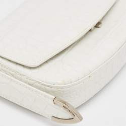 Balenciaga White Croc Embossed Leather Ghost Hobo