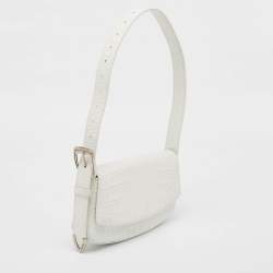 Balenciaga White Croc Embossed Leather Ghost Hobo