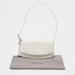 Balenciaga White Croc Embossed Leather Ghost Hobo