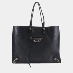 Balenciaga Black Leather Papier tote bag