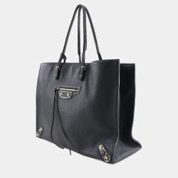 Balenciaga Black Leather Papier tote bag