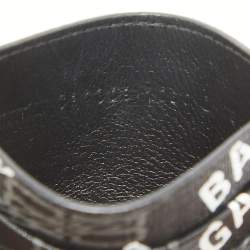 Pre Owned Balenciaga Black/White Printed Logo Leather Card Holder